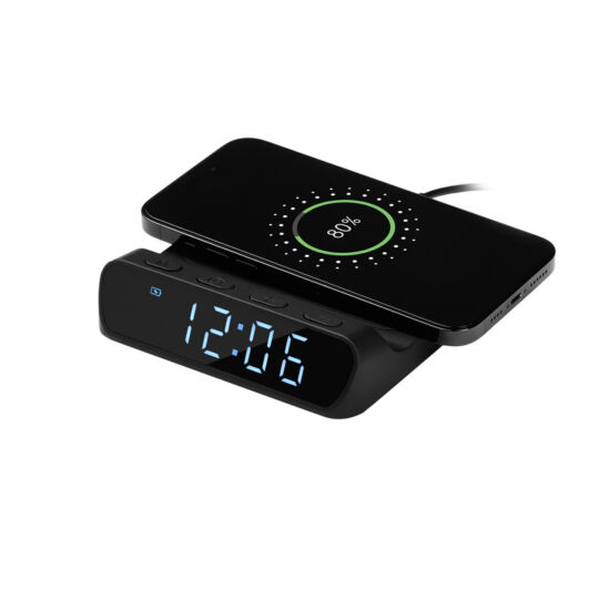 Зарядная станция с часами 15W Ригель (Rigel), черная